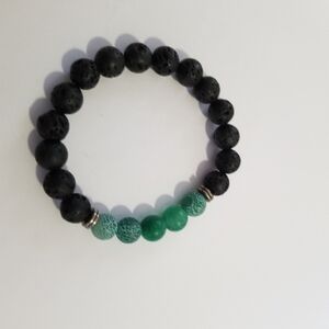 stretchy black and green stone bracelet